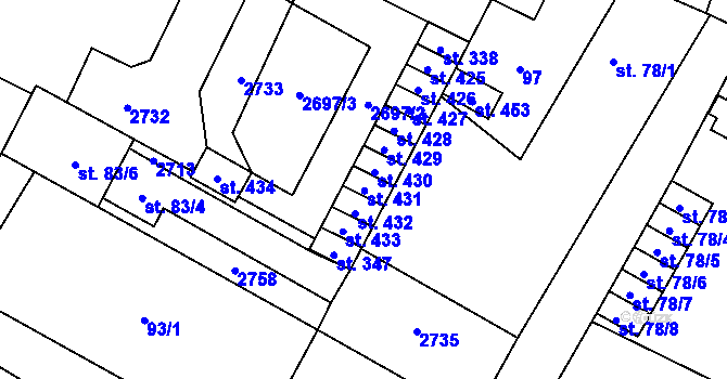 Parcela st. 2697/11 v KÚ Hředle, Katastrální mapa