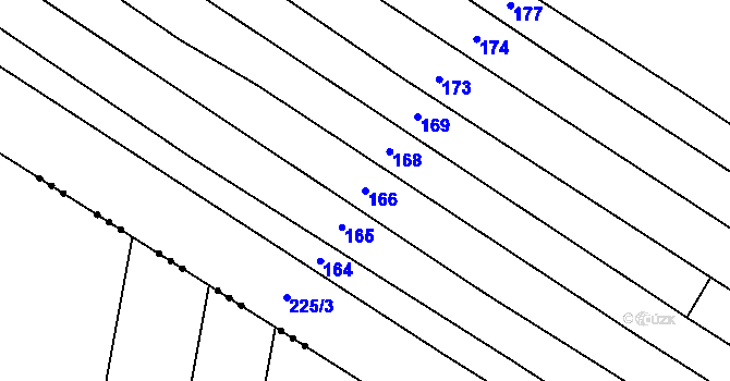 Parcela st. 166 v KÚ Hředle, Katastrální mapa