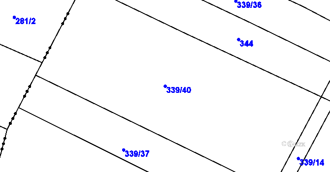 Parcela st. 339/40 v KÚ Hředle, Katastrální mapa