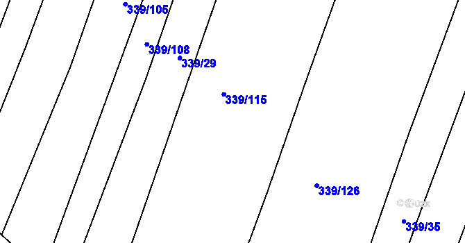 Parcela st. 339/118 v KÚ Hředle, Katastrální mapa