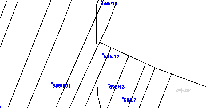 Parcela st. 595/12 v KÚ Hředle, Katastrální mapa