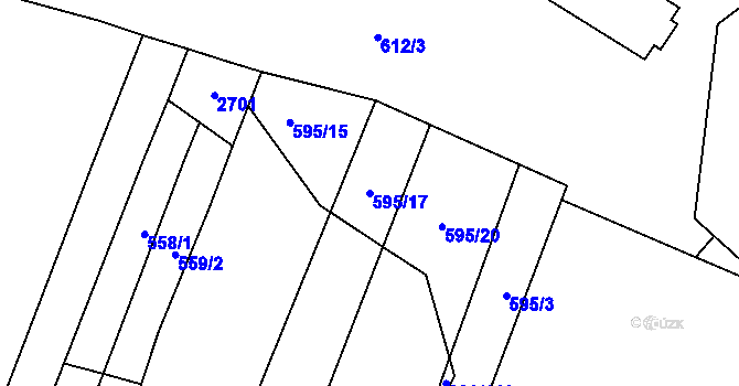 Parcela st. 595/17 v KÚ Hředle, Katastrální mapa