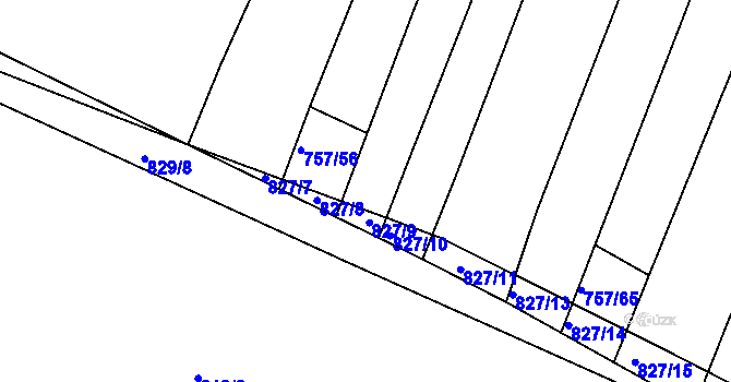 Parcela st. 757/57 v KÚ Hředle, Katastrální mapa