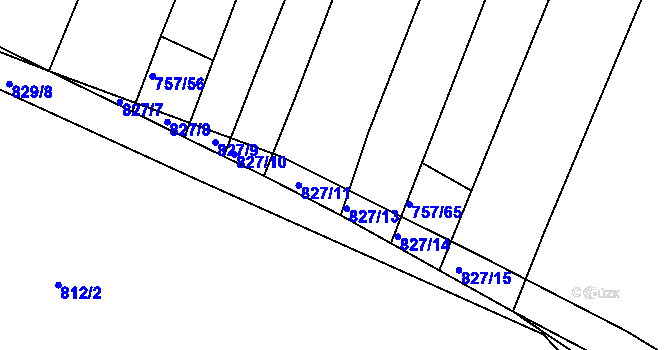 Parcela st. 757/62 v KÚ Hředle, Katastrální mapa