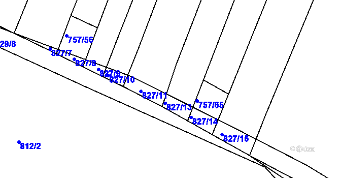 Parcela st. 757/63 v KÚ Hředle, Katastrální mapa