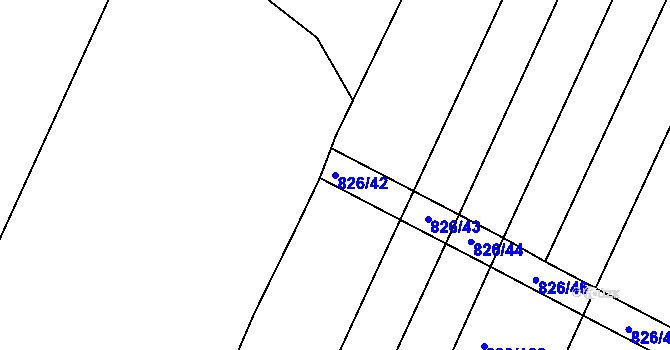 Parcela st. 826/42 v KÚ Hředle, Katastrální mapa