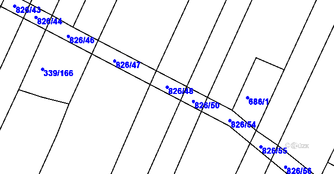 Parcela st. 826/48 v KÚ Hředle, Katastrální mapa
