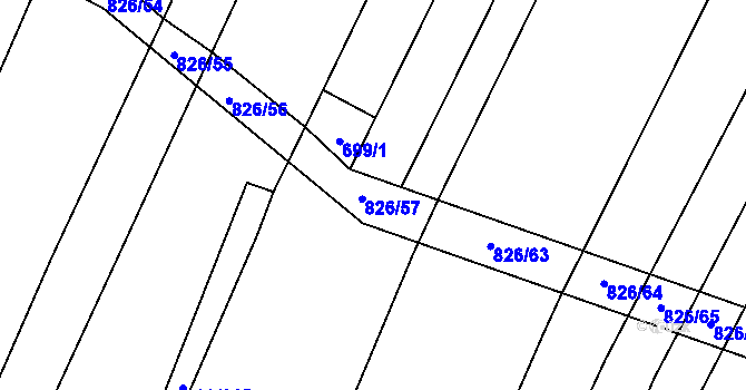 Parcela st. 826/59 v KÚ Hředle, Katastrální mapa