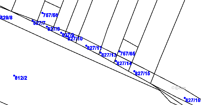 Parcela st. 827/13 v KÚ Hředle, Katastrální mapa