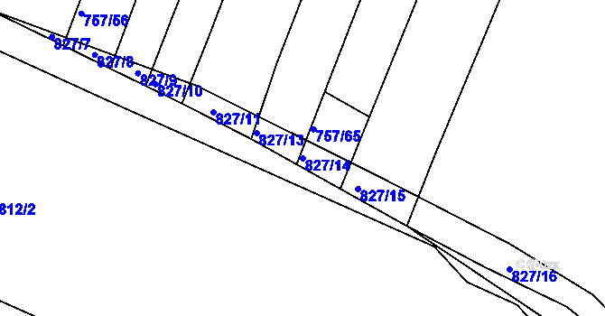 Parcela st. 827/14 v KÚ Hředle, Katastrální mapa