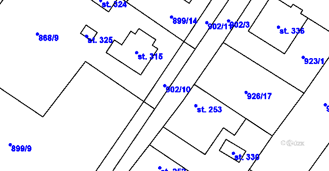 Parcela st. 902/10 v KÚ Hředle, Katastrální mapa