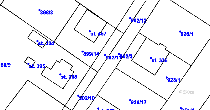 Parcela st. 902/11 v KÚ Hředle, Katastrální mapa