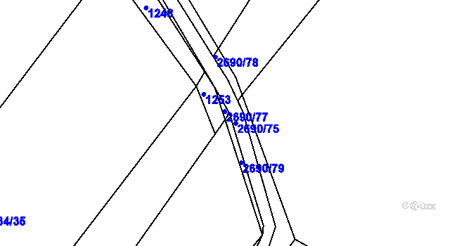 Parcela st. 2690/75 v KÚ Hředle, Katastrální mapa