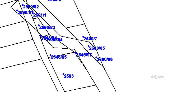 Parcela st. 2690/85 v KÚ Hředle, Katastrální mapa