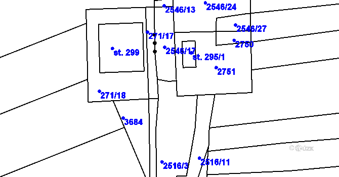 Parcela st. 2715 v KÚ Hředle, Katastrální mapa