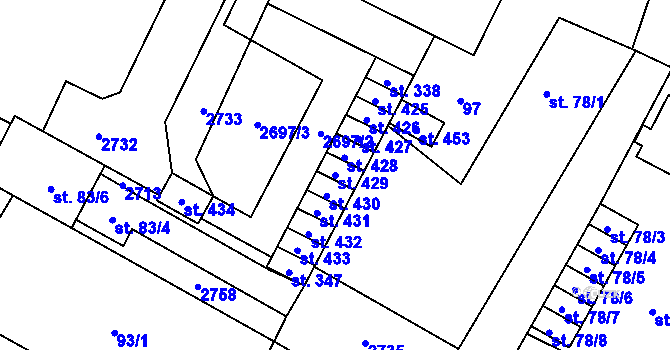 Parcela st. 429 v KÚ Hředle, Katastrální mapa