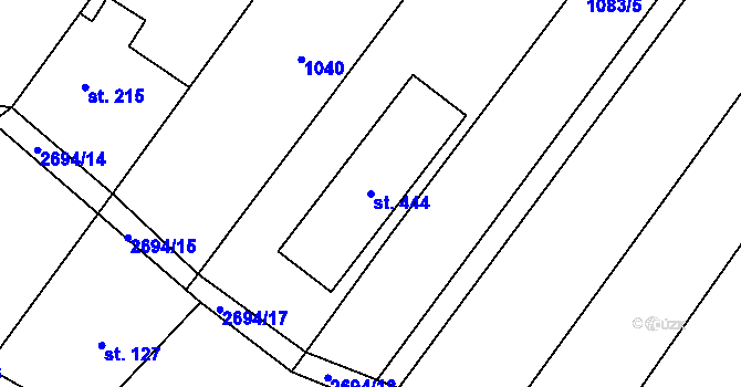 Parcela st. 444 v KÚ Hředle, Katastrální mapa