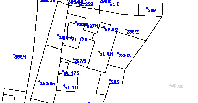 Parcela st. 6/1 v KÚ Hřensko, Katastrální mapa