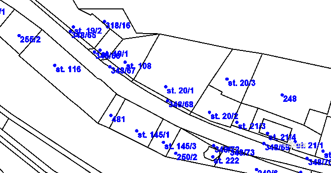 Parcela st. 20/1 v KÚ Hřensko, Katastrální mapa