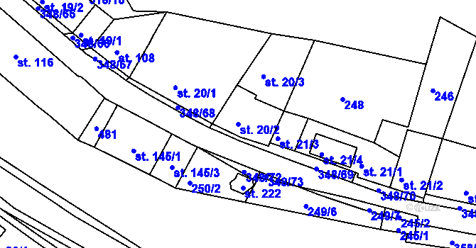 Parcela st. 20/2 v KÚ Hřensko, Katastrální mapa
