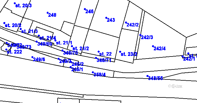 Parcela st. 22 v KÚ Hřensko, Katastrální mapa