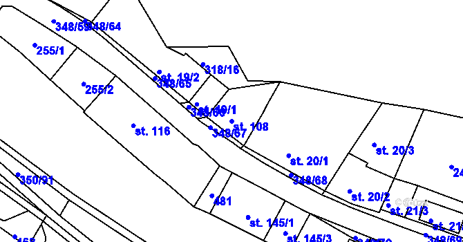Parcela st. 108 v KÚ Hřensko, Katastrální mapa