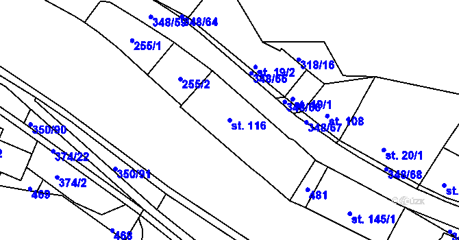 Parcela st. 116 v KÚ Hřensko, Katastrální mapa
