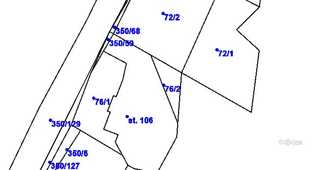 Parcela st. 76/2 v KÚ Hřensko, Katastrální mapa