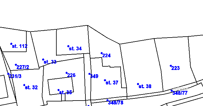 Parcela st. 224 v KÚ Hřensko, Katastrální mapa