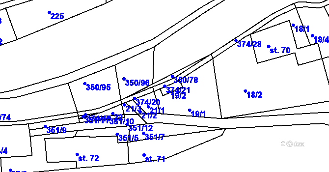 Parcela st. 374/21 v KÚ Hřensko, Katastrální mapa