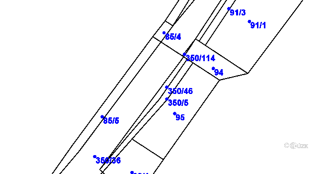 Parcela st. 350/46 v KÚ Hřensko, Katastrální mapa