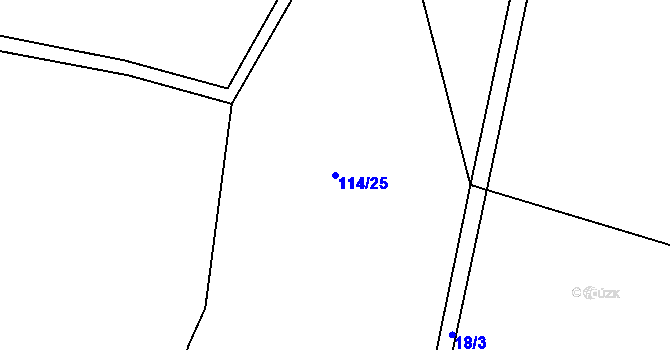 Parcela st. 114/25 v KÚ Hřešice, Katastrální mapa