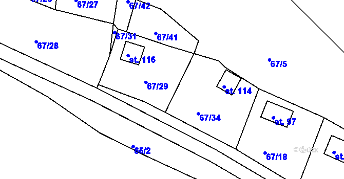 Parcela st. 67/30 v KÚ Hřešihlavy, Katastrální mapa
