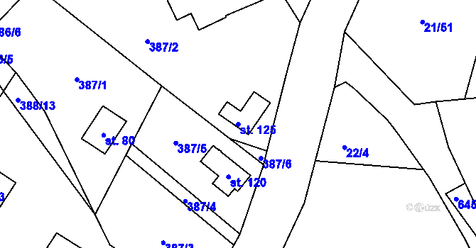 Parcela st. 125 v KÚ Hříběcí, Katastrální mapa
