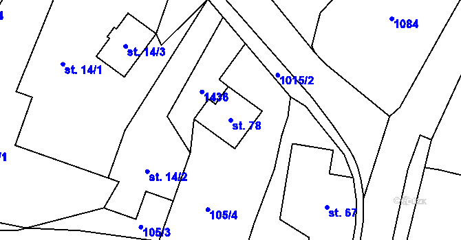 Parcela st. 78 v KÚ Hřibojedy, Katastrální mapa