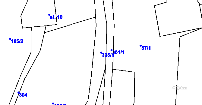 Parcela st. 335/1 v KÚ Hvězda, Katastrální mapa