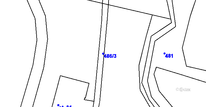 Parcela st. 486/3 v KÚ Hvězda, Katastrální mapa
