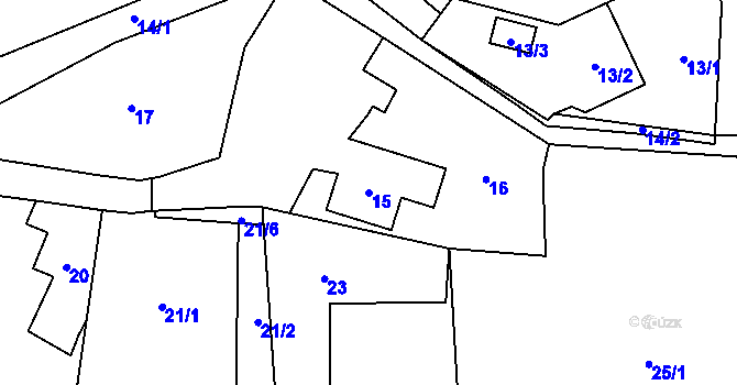 Parcela st. 15 v KÚ Hřibsko, Katastrální mapa