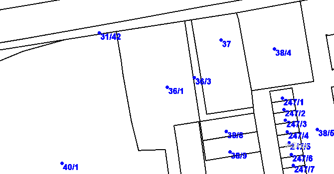 Parcela st. 36/1 v KÚ Hřibsko, Katastrální mapa