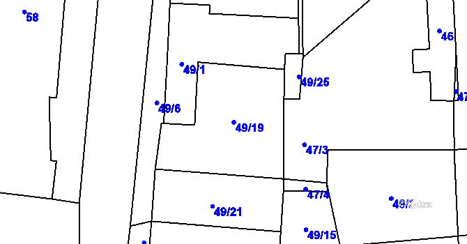 Parcela st. 49/19 v KÚ Hřibsko, Katastrální mapa