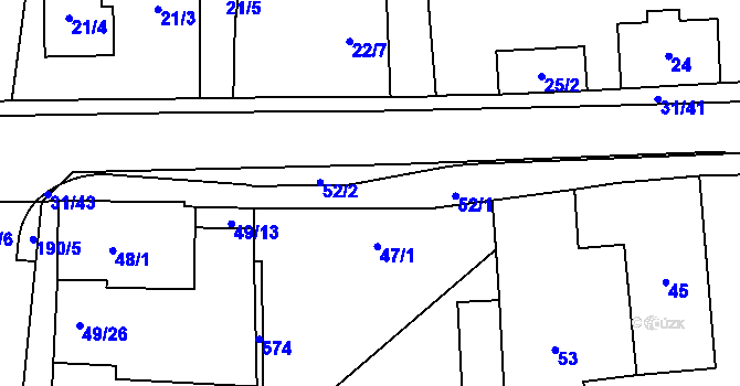 Parcela st. 52 v KÚ Hřibsko, Katastrální mapa