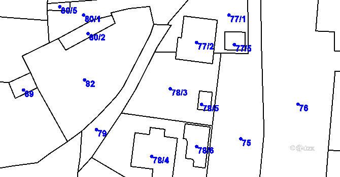 Parcela st. 78/3 v KÚ Hřibsko, Katastrální mapa