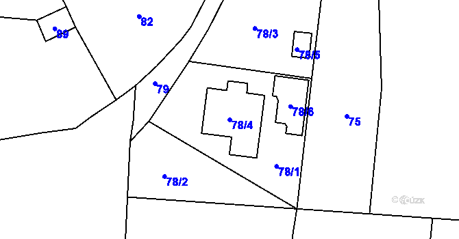 Parcela st. 78/4 v KÚ Hřibsko, Katastrální mapa