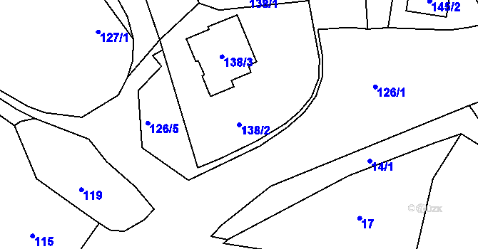 Parcela st. 138/2 v KÚ Hřibsko, Katastrální mapa