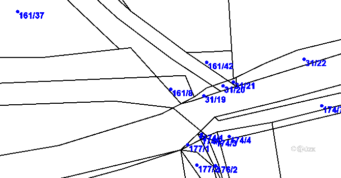 Parcela st. 161/8 v KÚ Hřibsko, Katastrální mapa