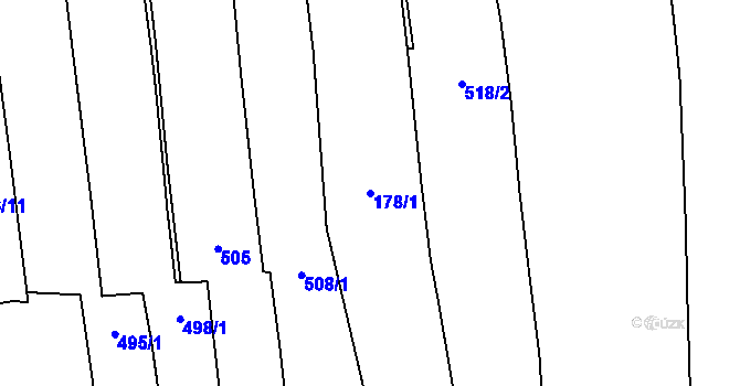 Parcela st. 178/1 v KÚ Hřibsko, Katastrální mapa