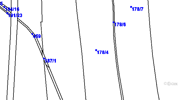 Parcela st. 178/4 v KÚ Hřibsko, Katastrální mapa