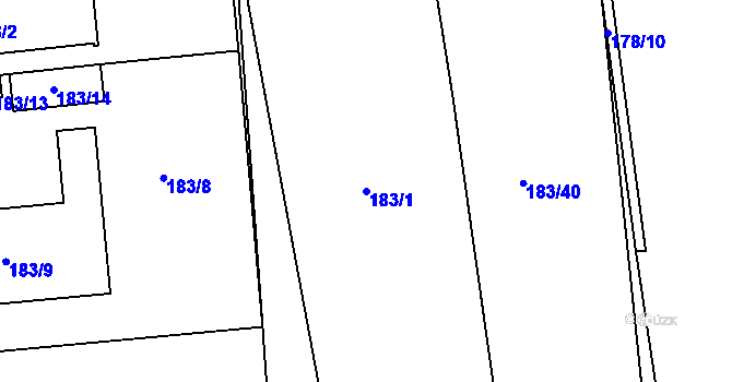 Parcela st. 183/1 v KÚ Hřibsko, Katastrální mapa