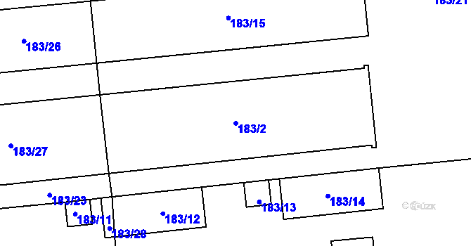 Parcela st. 183/2 v KÚ Hřibsko, Katastrální mapa