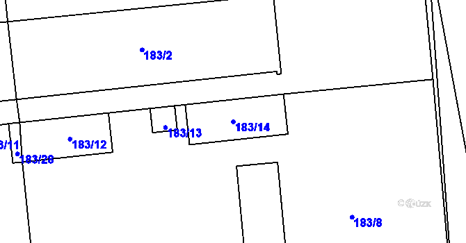 Parcela st. 183/14 v KÚ Hřibsko, Katastrální mapa